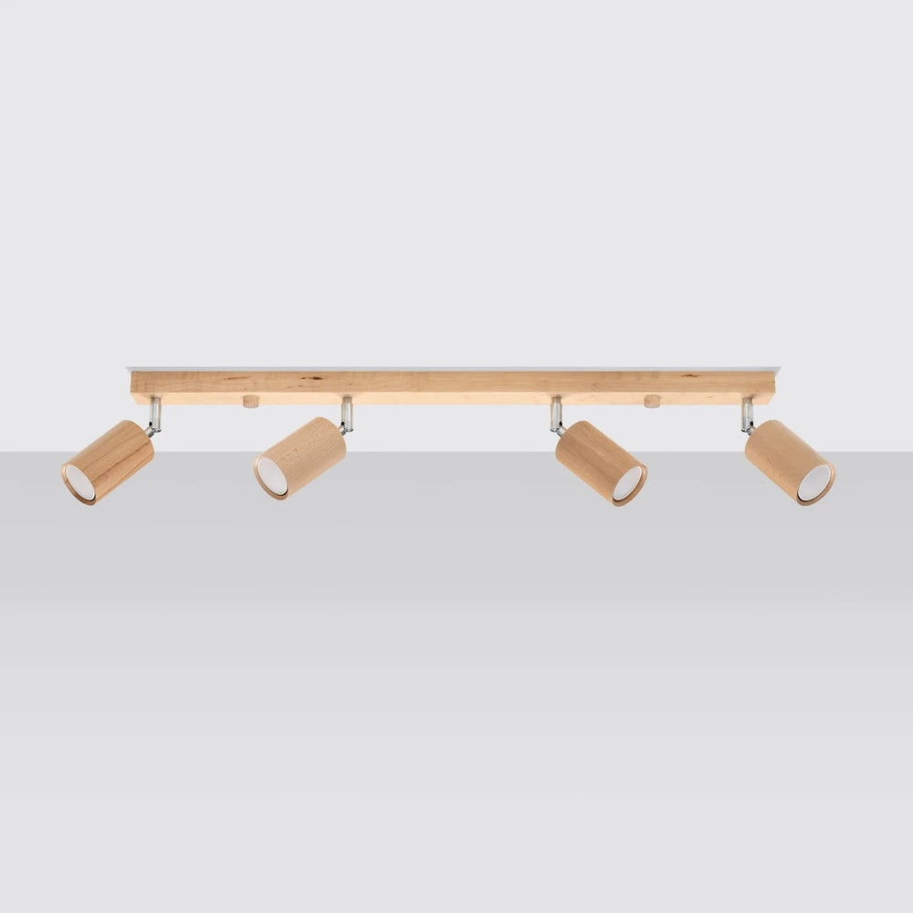 Sollux Lighting BERG 4 LED ceiling spotlight, natural wood, IP20, 220-240V, CRI 80, CE RoHS, 4x50W max