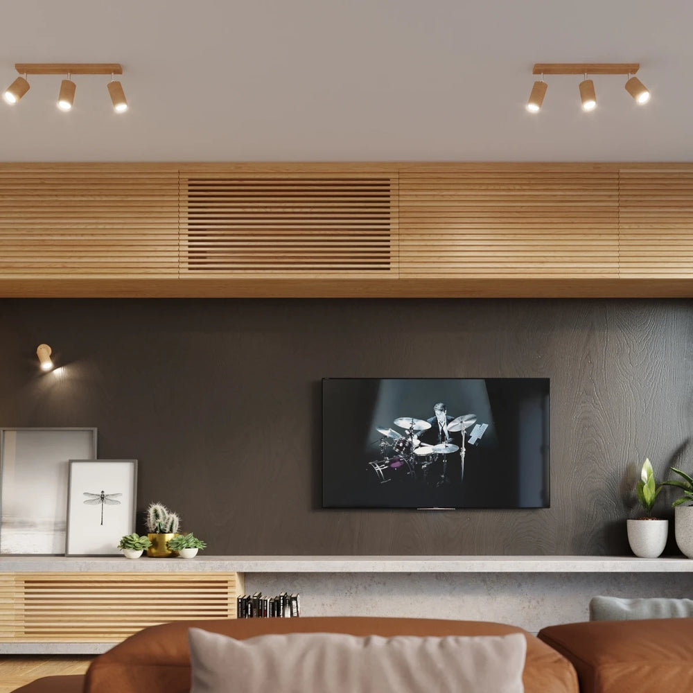 Sollux Lighting BERG vägglampa naturligt trä, LED redo, IP20, 220-240V, Aluminium Matt Guld finish