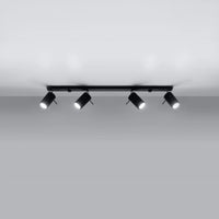 Sollux Lighting LED takspotlight Svart RING, 4 x GU10-socklar, IP20, aluminium, CE RoHS