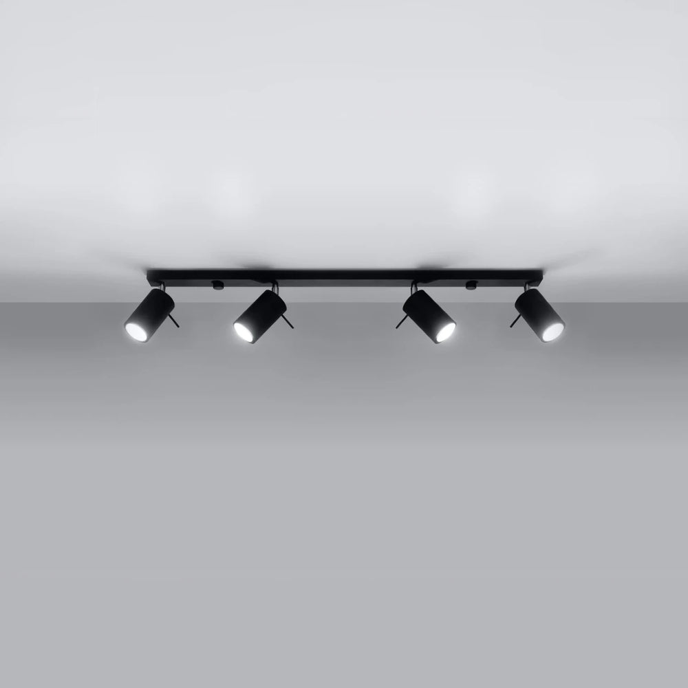 Sollux Lighting LED takspotlight Svart RING, 4 x GU10-socklar, IP20, aluminium, CE RoHS