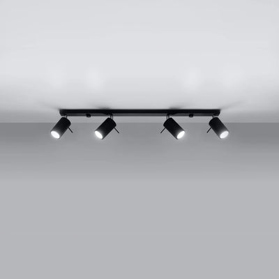 Sollux Lighting LED takspotlight Svart RING, 4 x GU10-socklar, IP20, aluminium, CE RoHS
