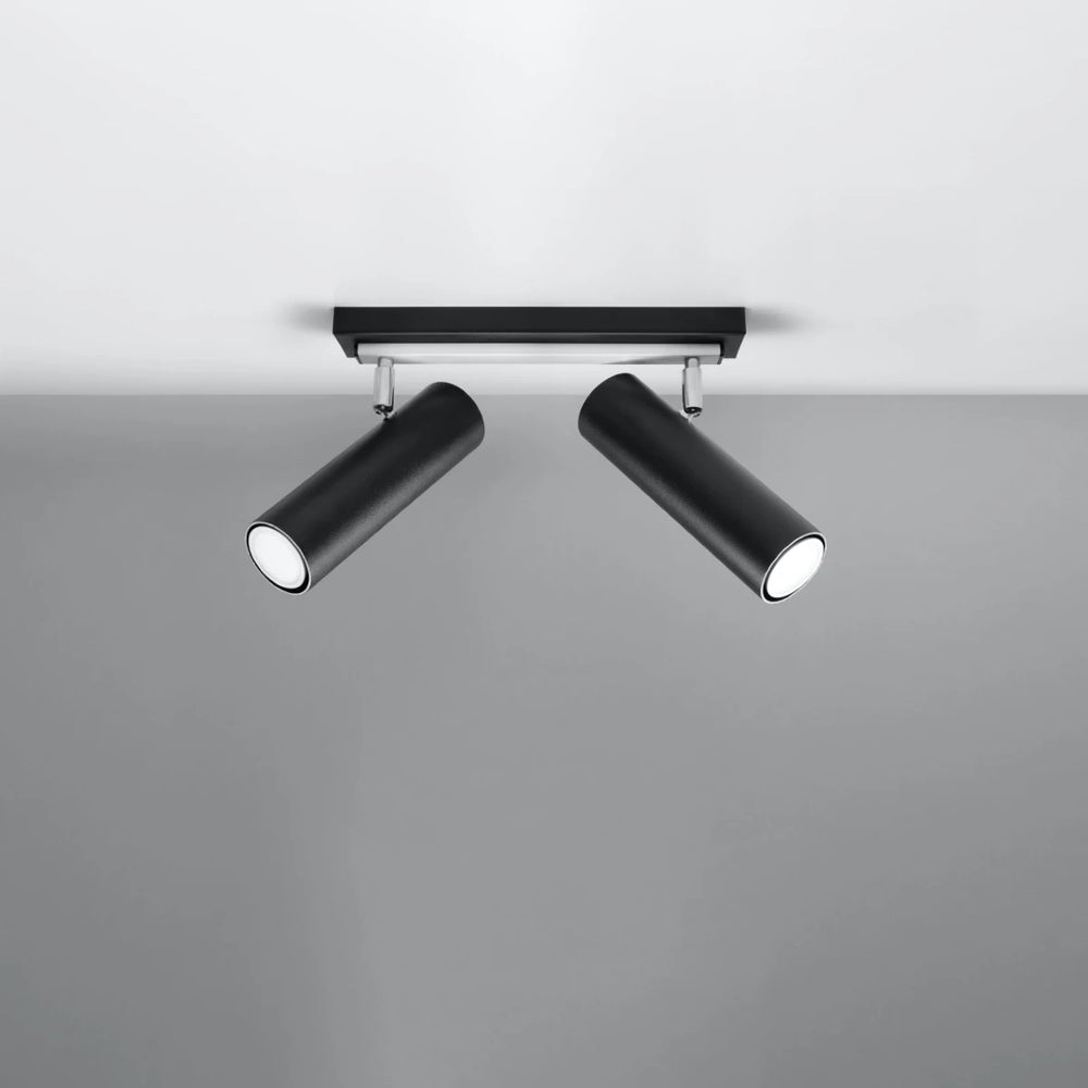 Sollux Lighting LED takspotlight Svart Silver, 2 x GU10, IP20, Aluminium, 220-240V, CE RoHS