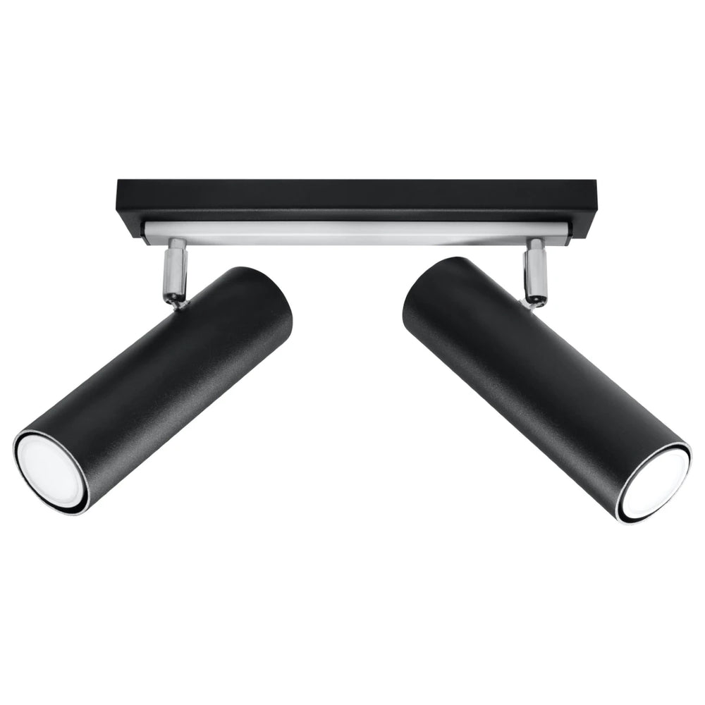 Sollux Lighting LED takspotlight Svart Silver, 2 x GU10, IP20, Aluminium, 220-240V, CE RoHS