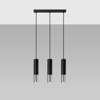 Sollux Lighting LED hänglampa Svart Krom LOOPEZ, 3x GU10 socklar, IP20, aluminium, 220-240V