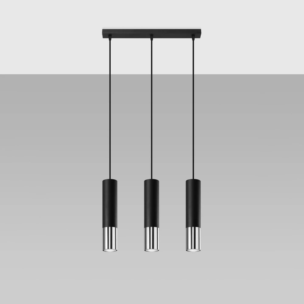 Sollux Lighting LED hänglampa Svart Krom LOOPEZ, 3x GU10 socklar, IP20, aluminium, 220-240V