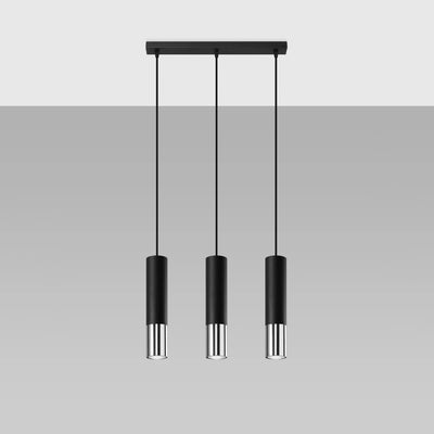 Sollux Lighting LED hänglampa Svart Krom LOOPEZ, 3x GU10 socklar, IP20, aluminium, 220-240V