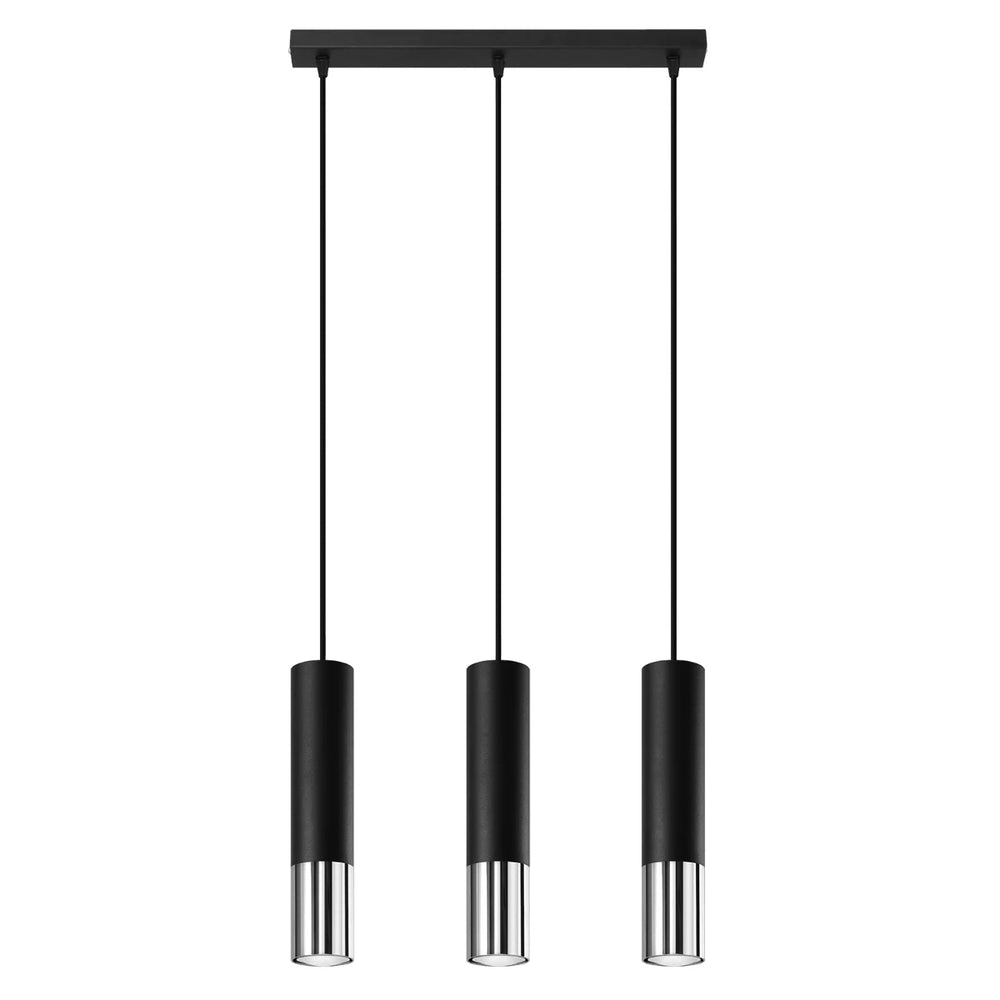 Sollux Lighting LED hänglampa Svart Krom LOOPEZ, 3x GU10 socklar, IP20, aluminium, 220-240V