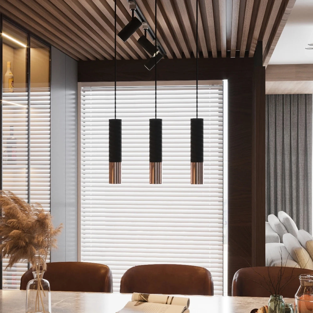 Sollux Lighting LED hänglampa Svart Koppar LOOPEZ, 3xGU10, E27, 220-240V, IP20, Aluminium, CE RoHS