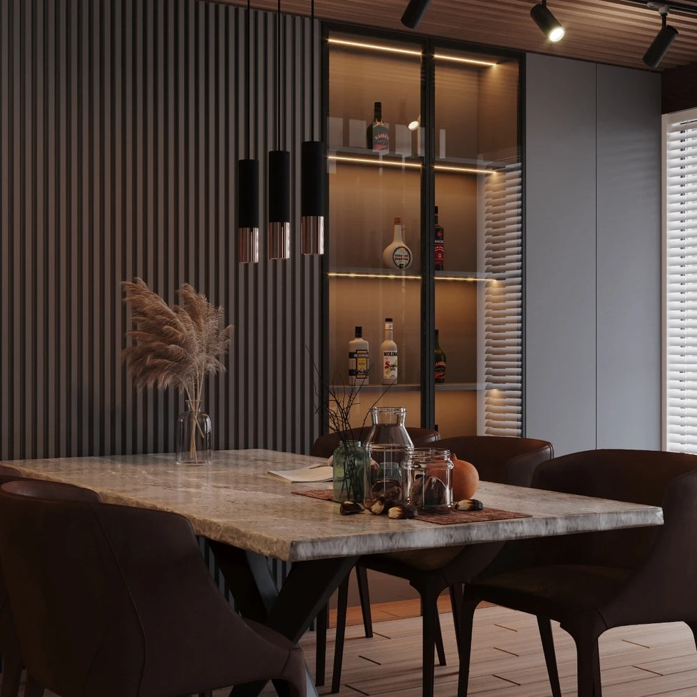 Sollux Lighting LED hänglampa Svart Koppar LOOPEZ, 3xGU10, E27, 220-240V, IP20, Aluminium, CE RoHS