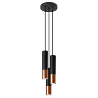 Sollux Lighting LED hänglampa Svart Koppar LOOPEZ, 3xGU10, E27, 220-240V, IP20, Aluminium, CE RoHS