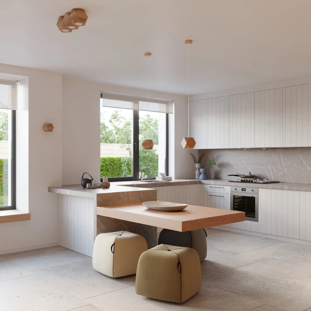 Sollux Lighting LED plafondspot Woody 3 in natuurlijk hout en mat goud, IP20, 220-240V, CE RoHS