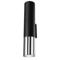 Sollux Lighting LED vägglampa LOOPEZ Svart Krom, GU10 sockel, IP20, 220-240V, Aluminium, CE RoHS