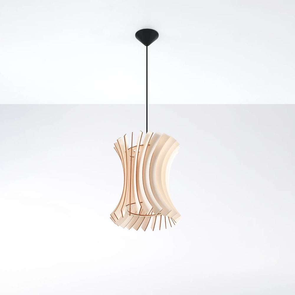 Sollux Lighting ORIANA hanging lamp wood, LED compatible, 220-240V, IP20, Matte Gold Brass finish