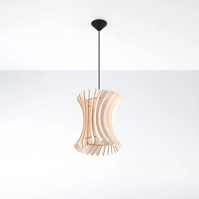Sollux Lighting ORIANA hänglampa trä, LED-kompatibel, 220-240V, IP20, Matt guldfinish i mässing