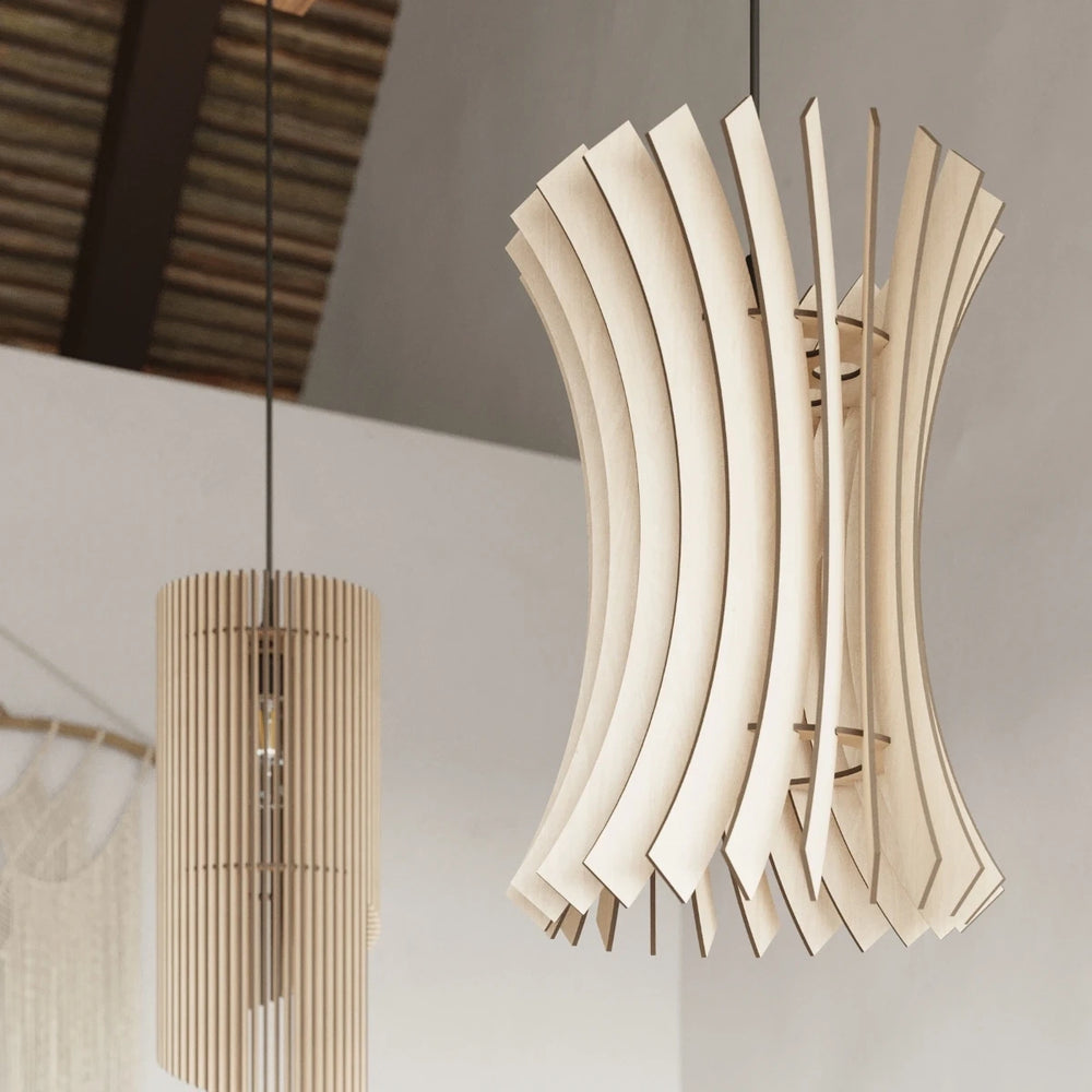 Sollux Lighting ORIANA hänglampa trä, LED-kompatibel, 220-240V, IP20, Matt guldfinish i mässing
