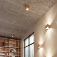 Sollux Lighting QUAD vägglampa naturligt trä, LED-kompatibel, IP20, 220-240V, CE RoHS, Matt guld finish