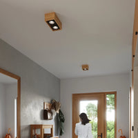 Sollux Lighting QUATRO 1 LED takspot, naturträ, IP20, 220-240V, max 50W, CE RoHS