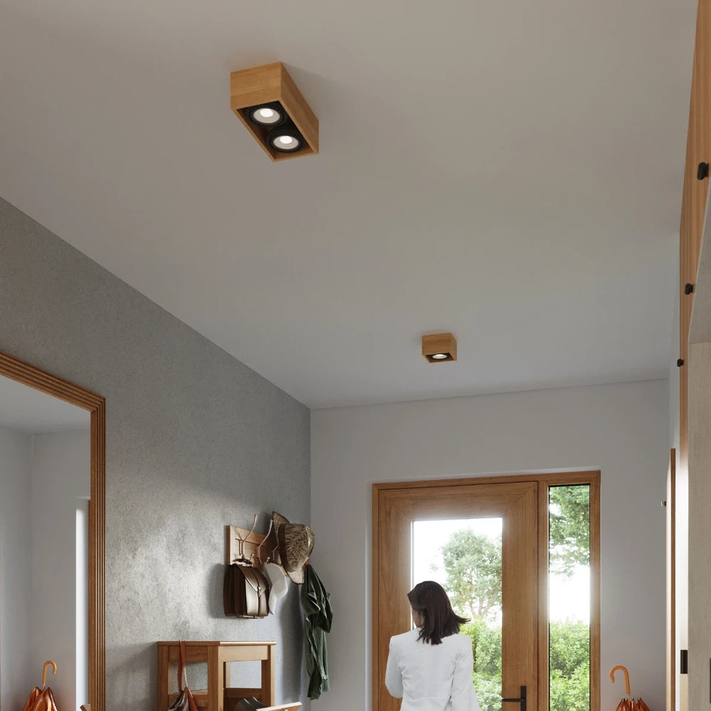 Sollux Lighting QUATRO 1 LED takspot, naturträ, IP20, 220-240V, max 50W, CE RoHS