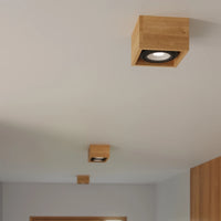 Sollux Lighting QUATRO 1 LED takspot, naturträ, IP20, 220-240V, max 50W, CE RoHS