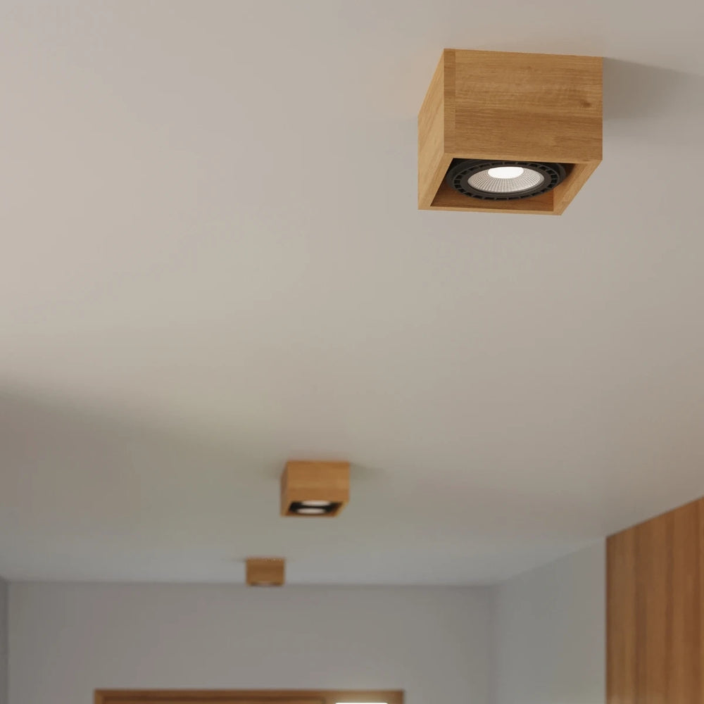 Sollux Lighting QUATRO 1 LED takspot, naturträ, IP20, 220-240V, max 50W, CE RoHS