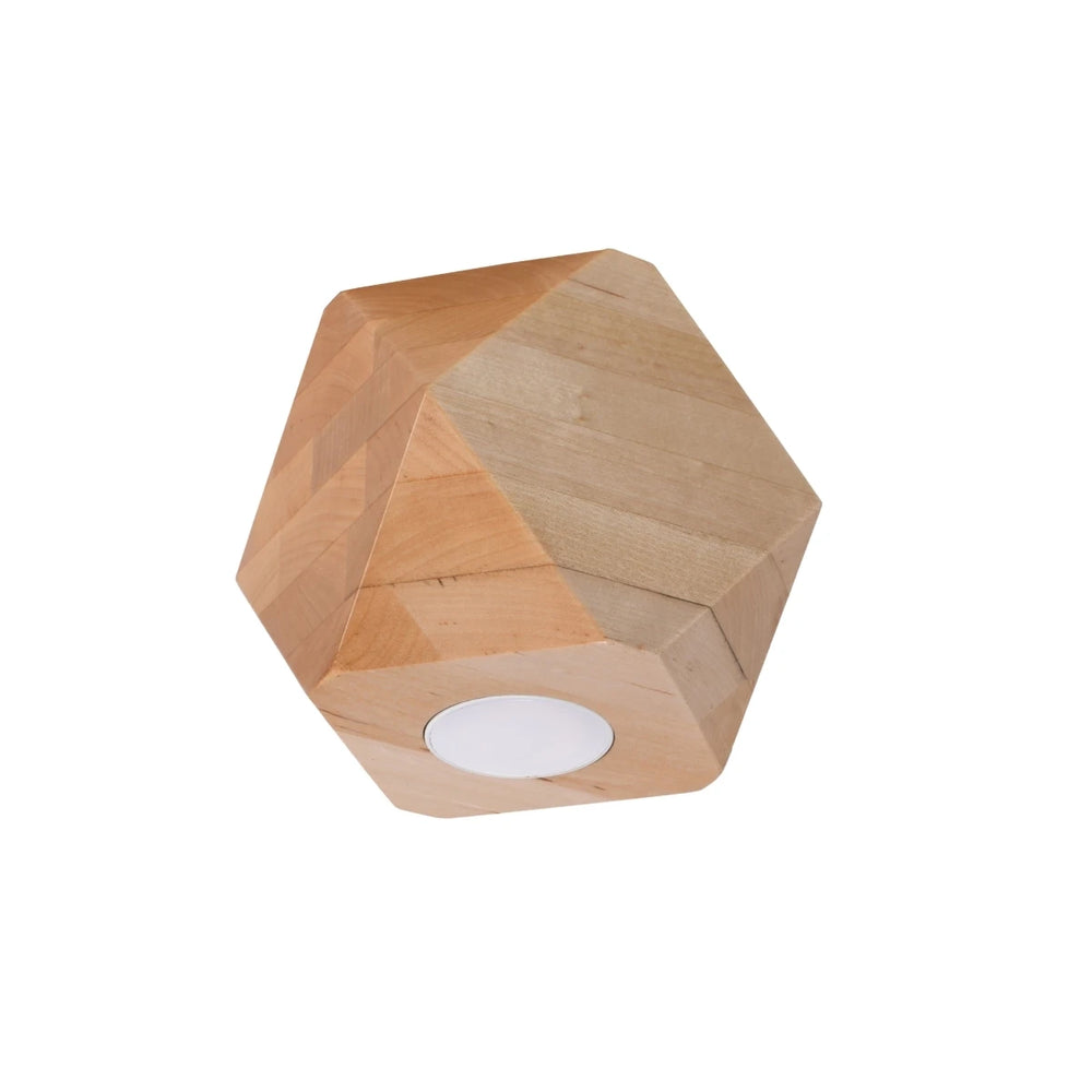 Sollux Lighting Woody 1 LED ceiling spotlight, natural wood, IP20, 220-240V, CE RoHS, max 50W, flicker-free
