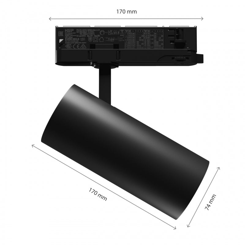 Spectrum ANDROMEDA LED Track Light 15-27W 3000K 3000 lumens CRI>90 36° 60° Black IP20 3-Phase 230V