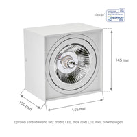 Spectrum CHLOE AR111 GU10 LED utanpåliggande takarmatur, IP20 Vit aluminiumhölje, 20W max 250V