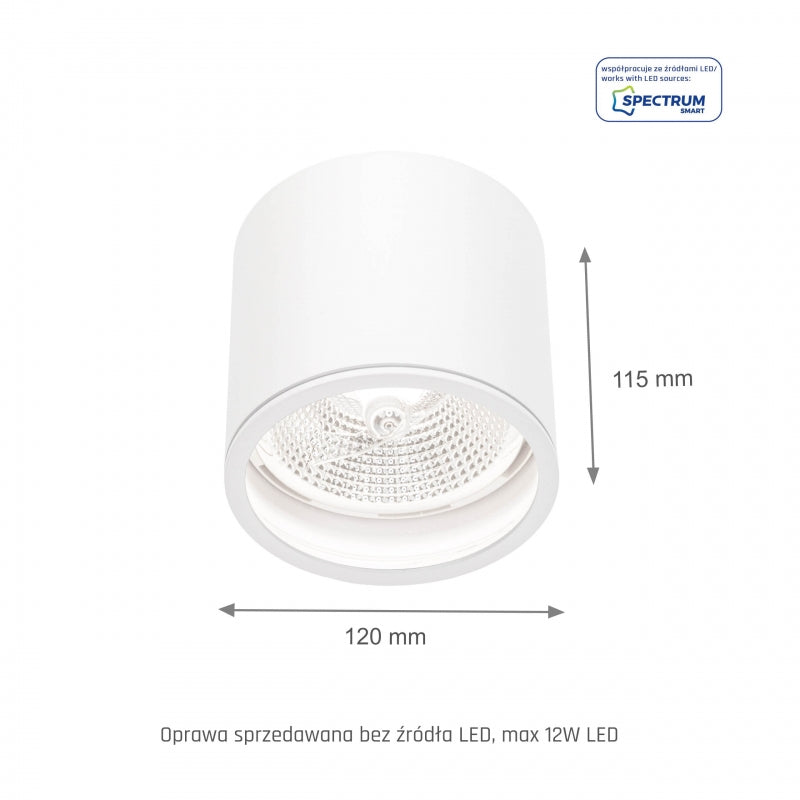 Spectrum CHLOE AR111 GU10 Ytmonterad Taklampa IP65 Vit Aluminium 250V Inomhus Utomhus