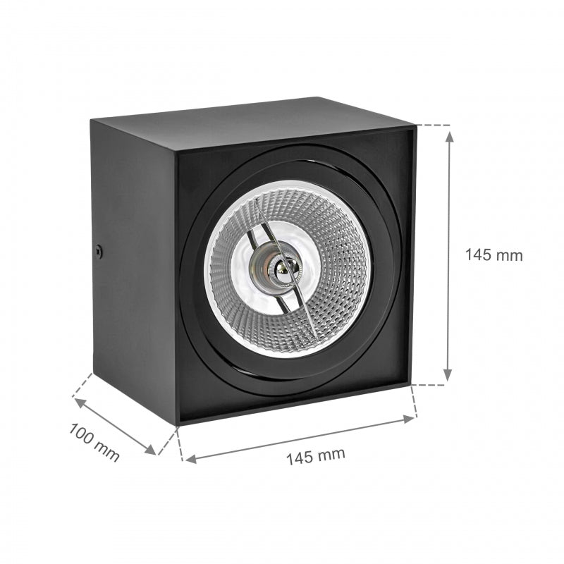 Spectrum CHLOE AR111 GU10 ytmonterad LED-armatur, max 20W, IP20, svart taklampa i aluminium