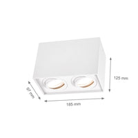 Spectrum CHLOE DUO Vit Rektangulär Justerbar Takspotlight 2xGU10 Ytmonterad IP20 Inomhus