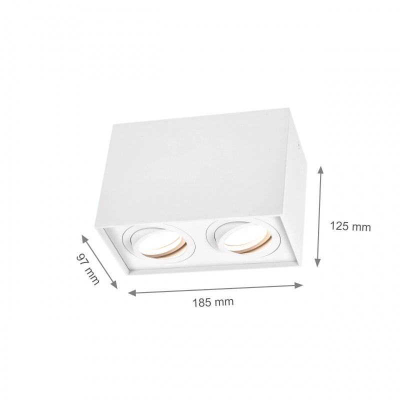 Spectrum CHLOE DUO Vit Rektangulär Justerbar Takspotlight 2xGU10 Ytmonterad IP20 Inomhus