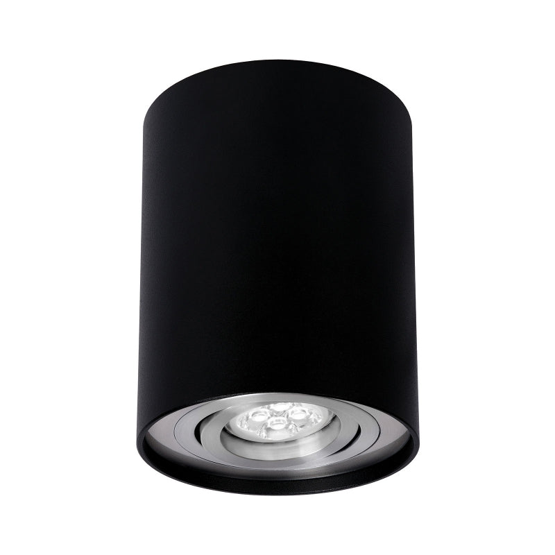 Spectrum CHLOE GU10 LED takspotlight, IP20 Svart Silver justerbar rund, 250V max 10W, aluminium