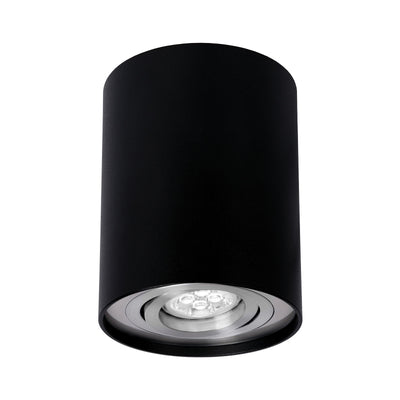 Spectrum CHLOE GU10 LED takspotlight, IP20 Svart Silver justerbar rund, 250V max 10W, aluminium