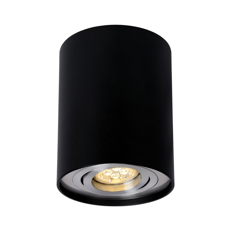 Spectrum CHLOE GU10 LED takspotlight, IP20 Svart Silver justerbar rund, 250V max 10W, aluminium