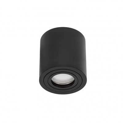Spectrum CHLOE GU10 Surface-Mounted Ceiling Light, IP65 Black Aluminum Round Housing, 250V, 6W Max