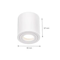 Spectrum CHLOE GU10 surface-mounted ceiling luminaire, White, IP65, Aluminum Glass, 250V, 90x97mm