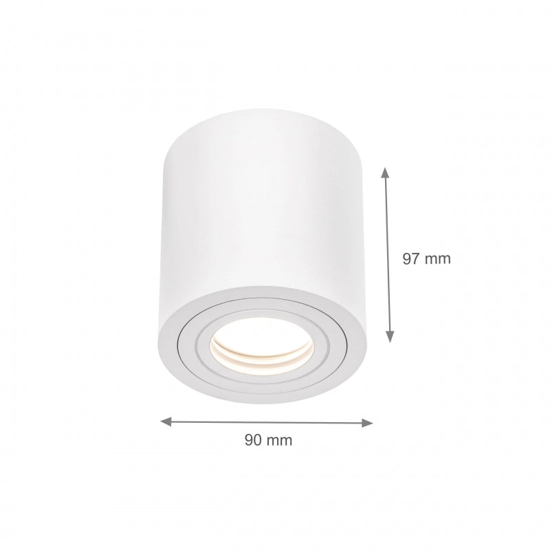Spectrum CHLOE GU10 surface-mounted ceiling luminaire, White, IP65, Aluminum Glass, 250V, 90x97mm