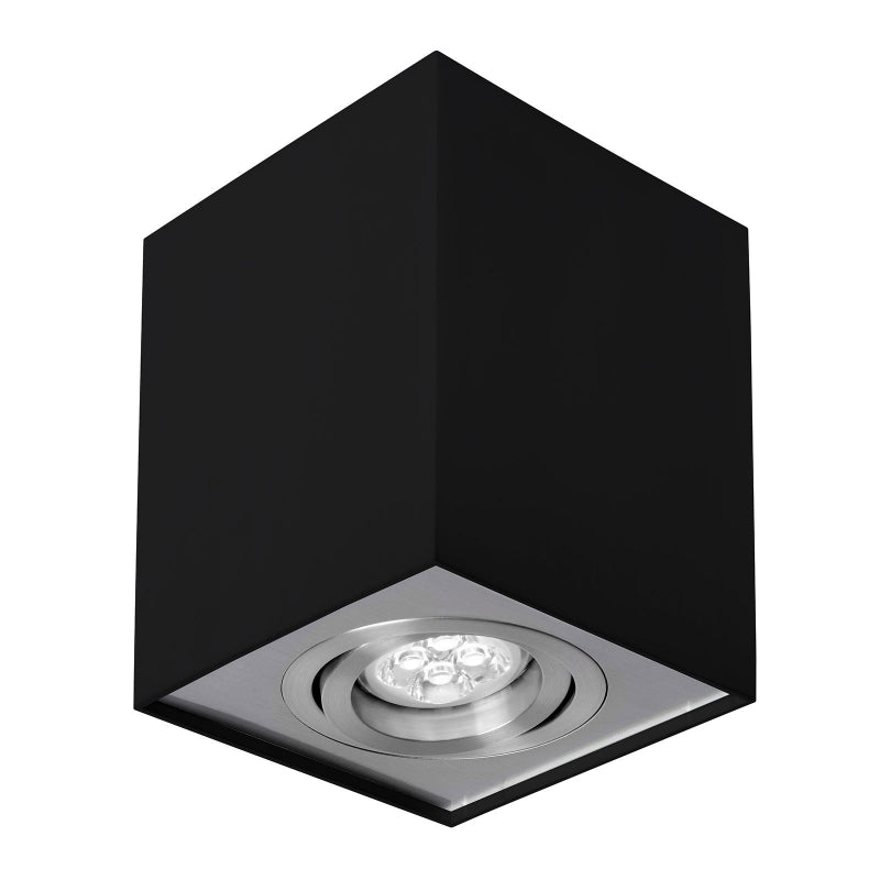 Spectrum CHLOE GU10 Ytmonterad LED-spotlight, Justerbar Svart Silver, IP20, 250V, Max 10W