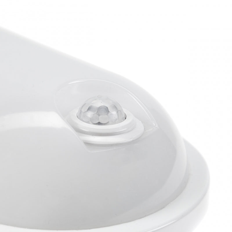 Spectrum LED 20W IP54 230V oval taklampa med PIR-sensor 4000K 2300 lumen Vit hölje