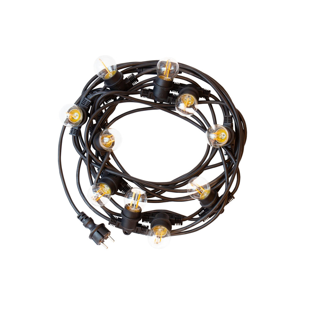 Spectrum LED ljusslinga festoon 5m med 10x E27 socklar, 220-240V, IP20, 3000K, CE RoHS, 5 års garanti