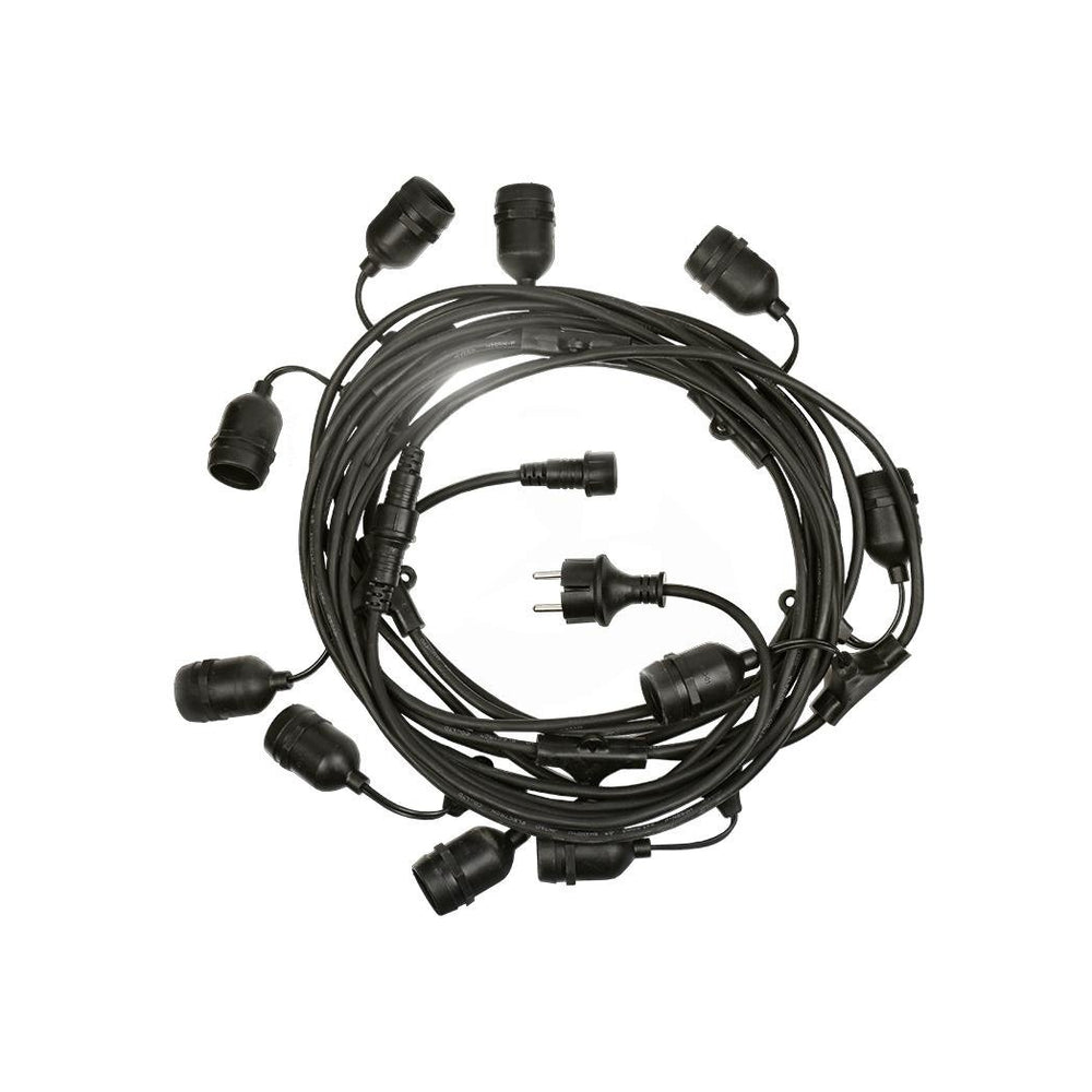 Spectrum LED ljusslinga festoon 5m med 10x E27 socklar, 220-240V, IP20, 3000K, CE RoHS, 5 års garanti