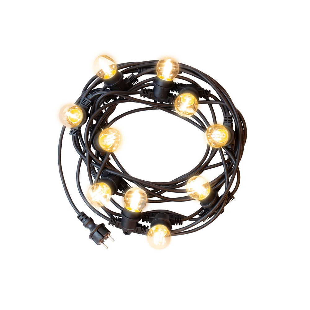 Spectrum LED ljusslinga festoon 5m med 10x E27 socklar, 220-240V, IP20, 3000K, CE RoHS, 5 års garanti