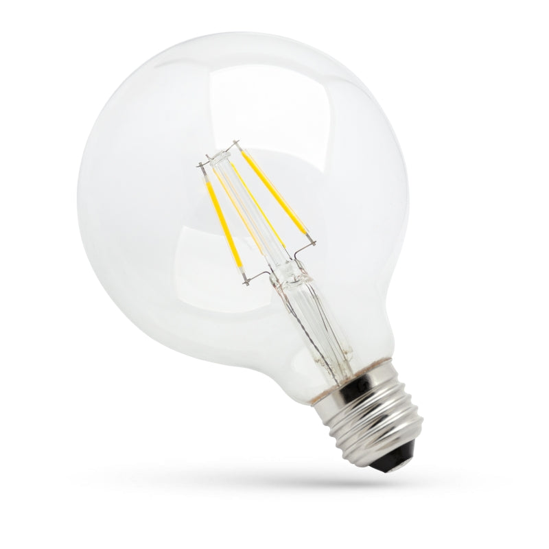 Spectrum LED Globe G95 COG Filament Bulb E27 230V 4W 2700K Warm White 450 lumens Clear Glass