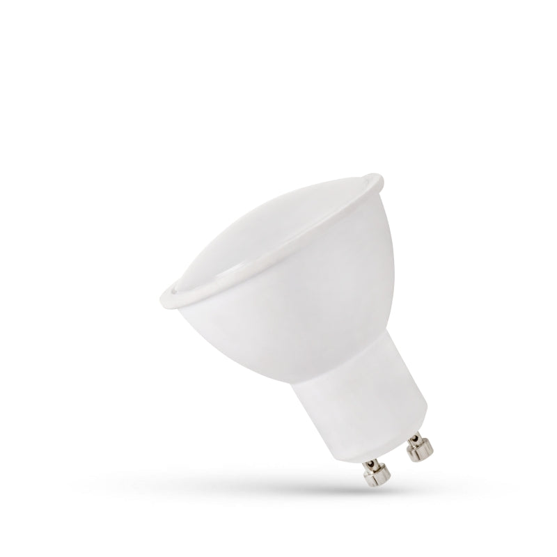 Spectrum LED GU10 lampa 1.5W 230V 6000K Kallvit 120 lumen 120° spridning ej dimbar med mjölkglas