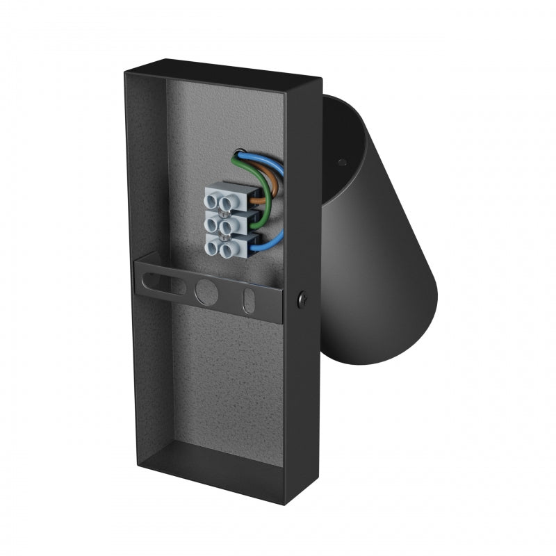 Spectrum LED GU10 vägglampa, ytmonterad, 230V IP20 Svart aluminium rund 55x100mm för inomhusbelysning