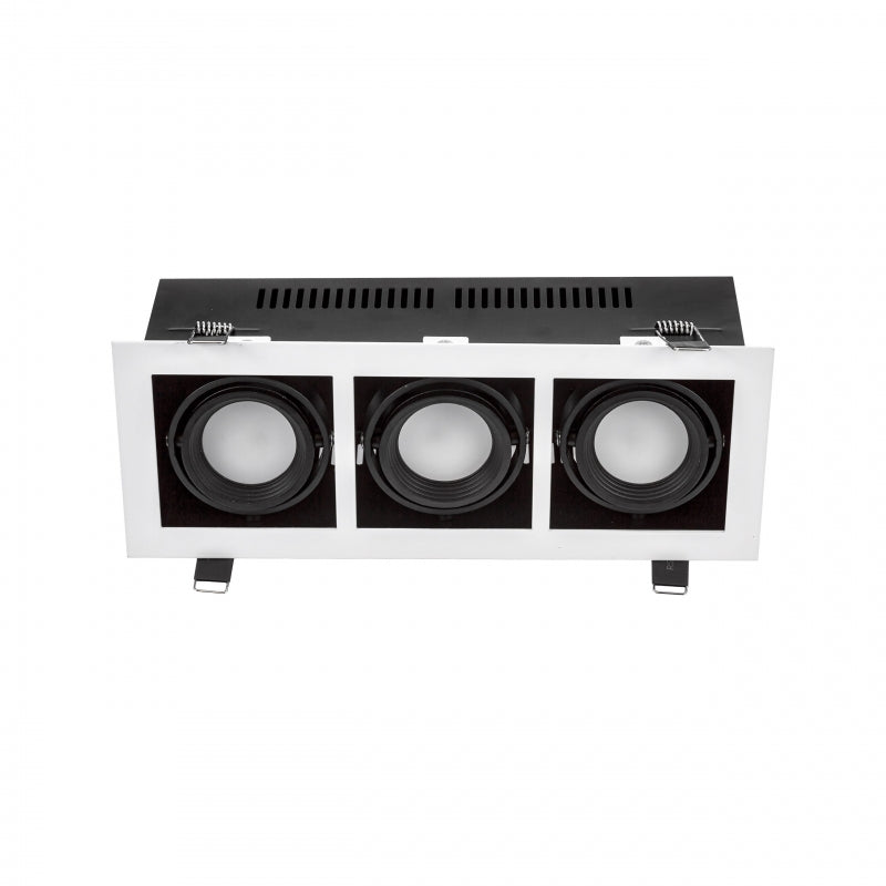 Spectrum LED infällt ram för 3x GU10, Vit aluminiumhölje, 3x10W max, 250V, IP20 inomhusbelysning