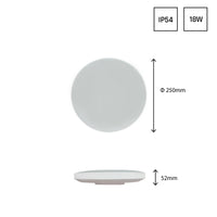 Spectrum LED taklampa för utanpåliggande montering 18W 6000K 230V IP54 2050 lumen Vit Svart rund 250mm