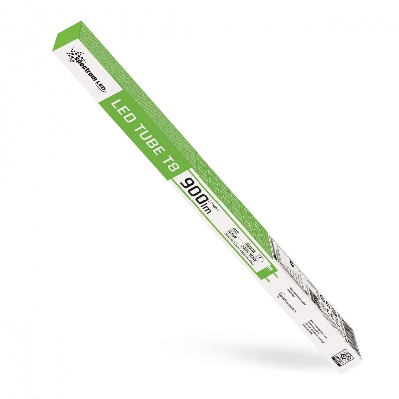 Spectrum LED Rör T8 8.5W 230V 4000K Neutralvit 900 lumen G13 600mm Glas Inomhusbelysning