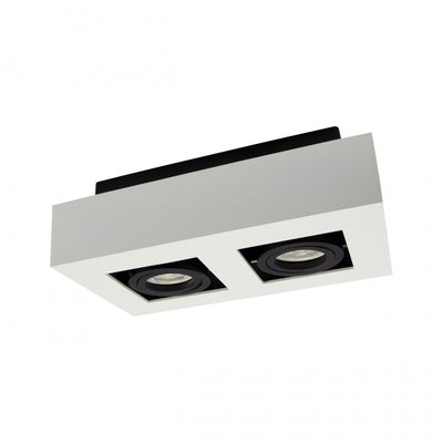 Spectrum MIRORA GU10 utanpåliggande takspotlight, 2x10W LED, 250V, IP20, justerbar, Vit Svart aluminium