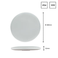 Spectrum NYMPHEA LED taklampa 32W 3000K 2200 lumen IP54 Vit Svart rund 380mm ytmontering